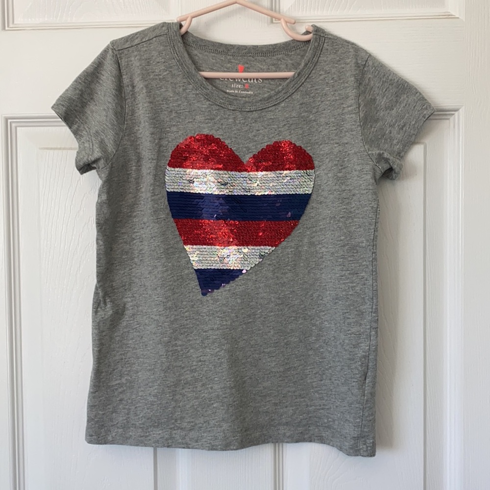 CrewCuts Reversible Sequin Heart Tee, Size 8
